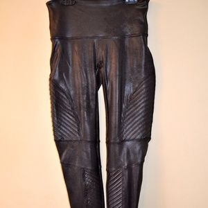 Spanx Faux Leather Moto Leggings Black Large
